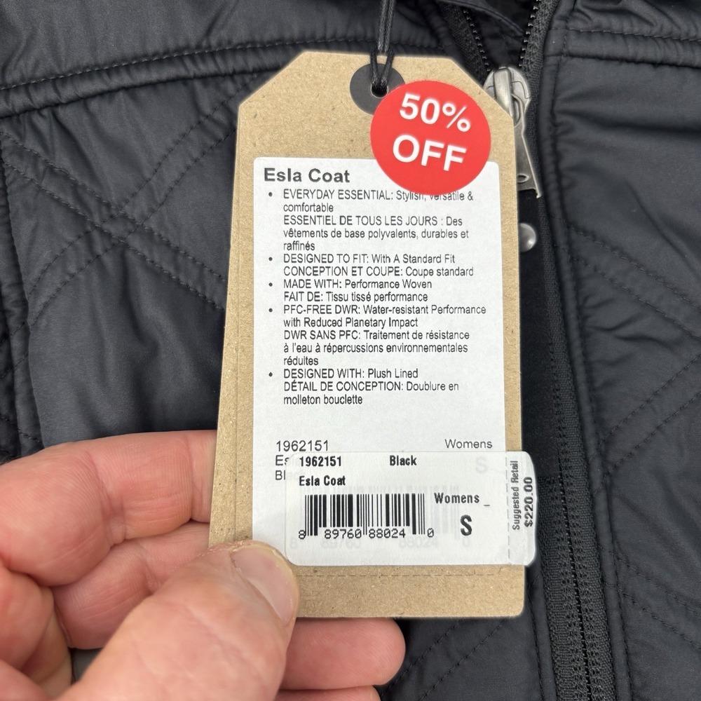 prAna Esla Hooded Coat Jacket Black Women Small Water Resistant Recycled Fabric - Picture 5 of 10
